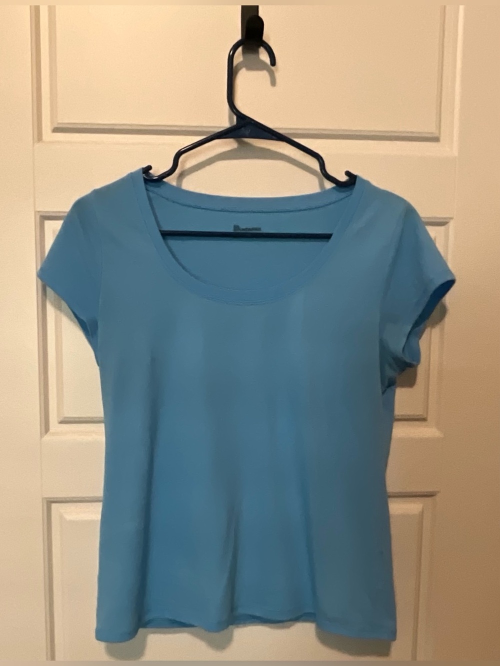 Classic Scoop Neck Short Sleeve Top - Sky Blue - M